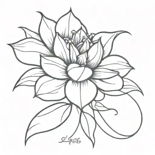 Symple Lys Flower Line Art