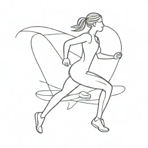 A Minimal Line Art Of A Runner Female In A Shape Of Letter I