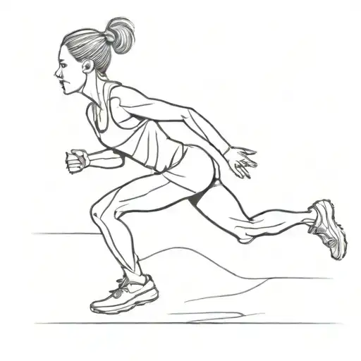 A One Line Art Of A Female Athlete Runner Sprinting