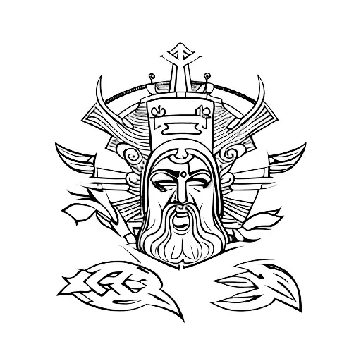 A Minimalist Tattoo Of The Greek God Ares In A Nordic Style