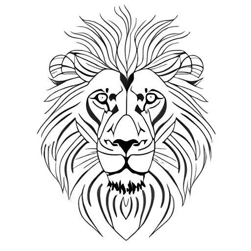 A Minimalist Lion Portrait With A Paintbrush In Its Mouth