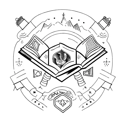 Open Book With True Crime Symbols As Illustrations