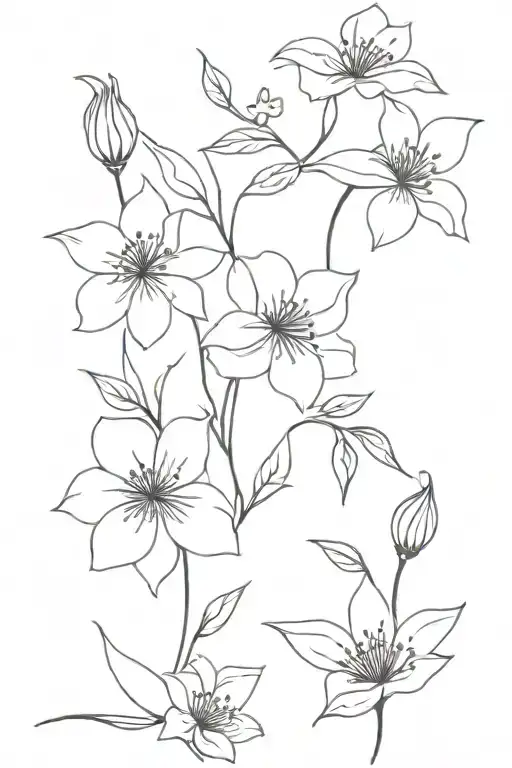 Black With Birth Flowers For July June And January