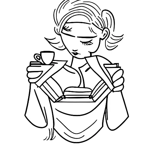 Woman Reading Book With Coffee