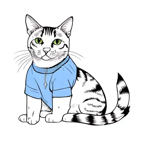 A Cat Wearing A Blue Shirt