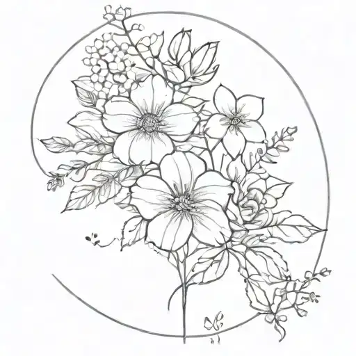 Flower Bouquet With Each Flower Representing Birth Years