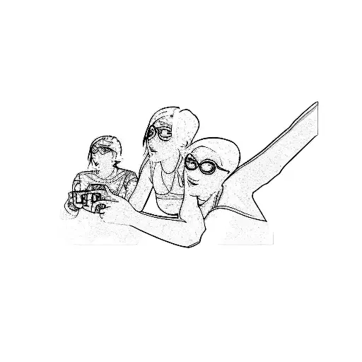 A Group Of Girls Playing A Video Game