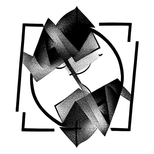 Arm Abstract Coloured Tattoo With Thin And Also Thick Lines