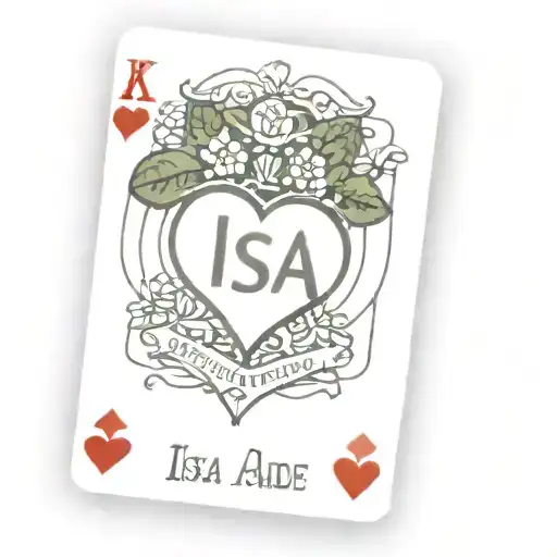 Isla Jade Name Written On A King Of Hearts Playing Card Showing An Island And A Jade Plant