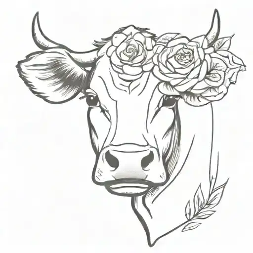 Army Cow With Roses