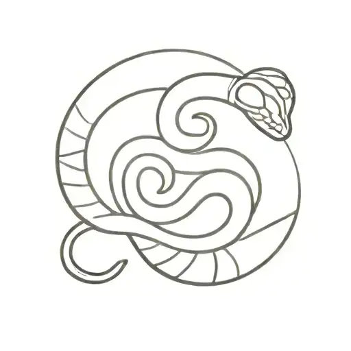 Snake Coiled With A Sun Above It
