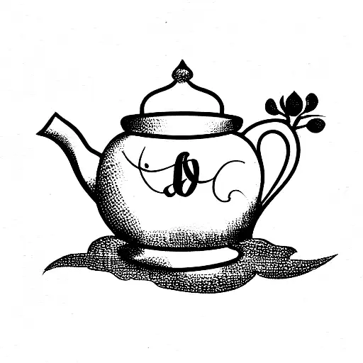 Dainty Vintage Tea Pot With Flowers Sticking Out With A Script G In The Middle Of The Tea Pot