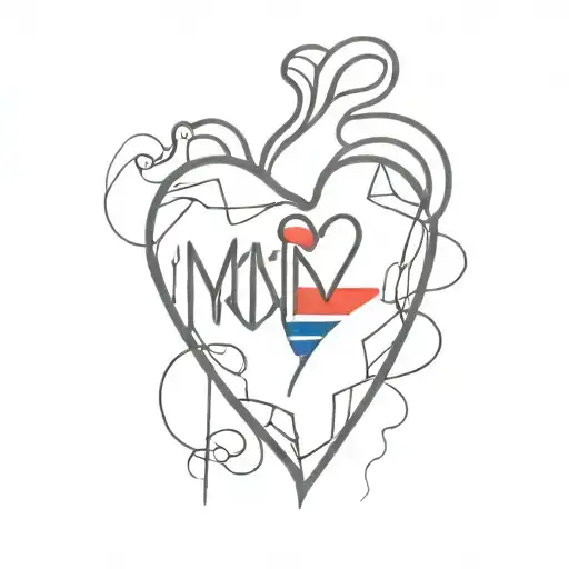 Heart With Norwegian Flag Script That Reads Min Kone