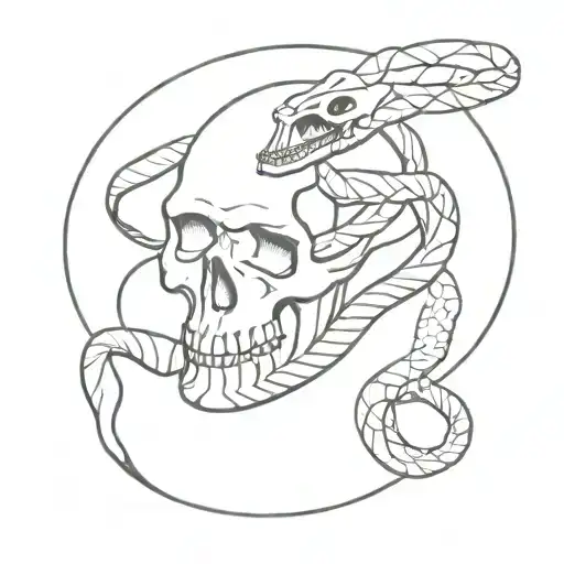 Incorporate A Snake And A Skull In A Minimalist Design