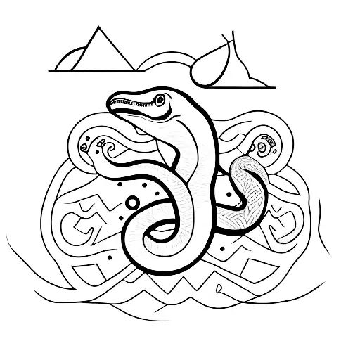 A Blackwork Tattoo Of A Snake Slithering Through A Constellation