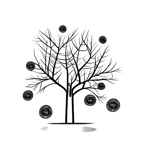 A Tree Growing Money As Leaves