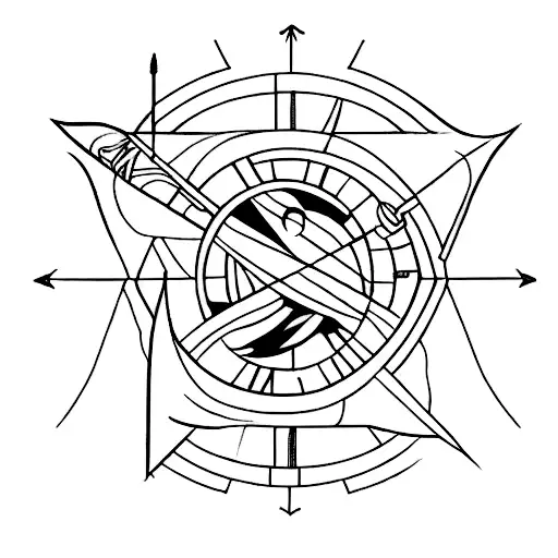 Outline Of A Bow And Arrow And The North Star