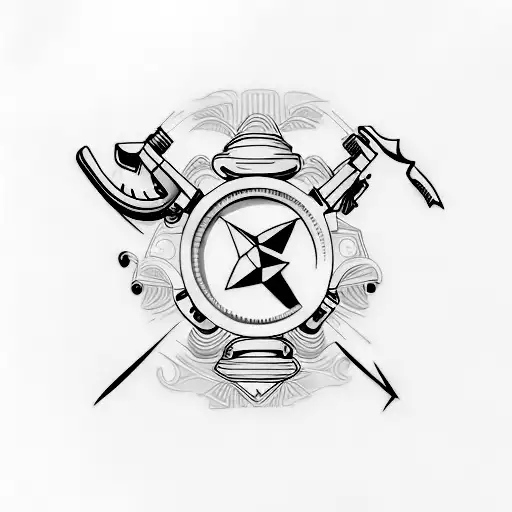 A Minimalist Tattoo Of A Telegram Symbol With A Car Dashboard Incorporated