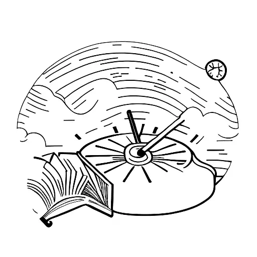 A Minimalist Tattoo Of A Book With A Watch As Its Bookmark