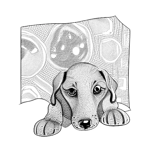 A Stuffed Dog Only The Outline Of The Dog Including It's Eyes And Colours