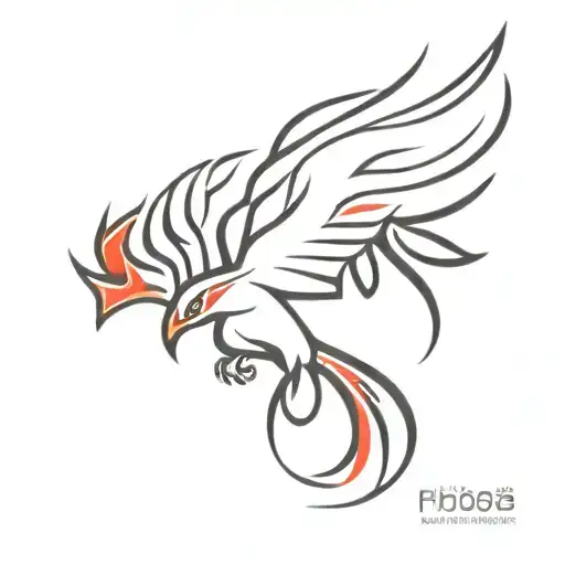 Tiny Black And Red Phoenix Tattoo Design For Arm