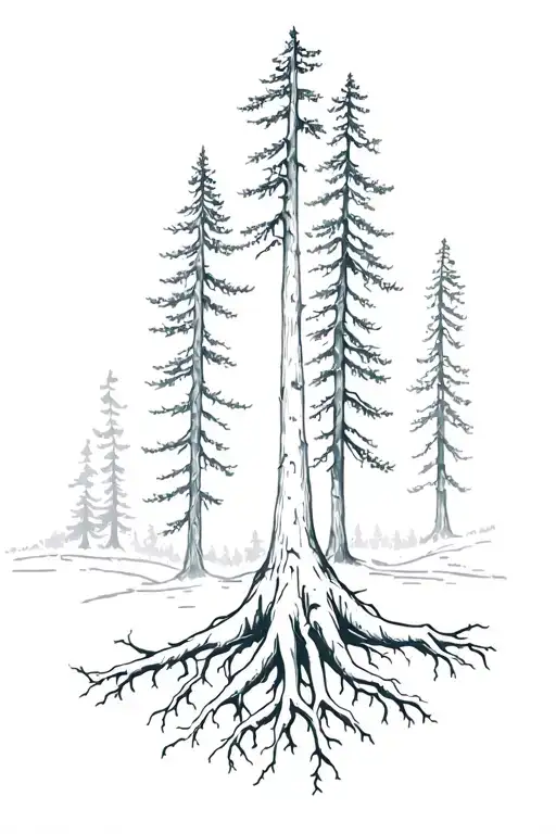 Redwood Trees With Roots