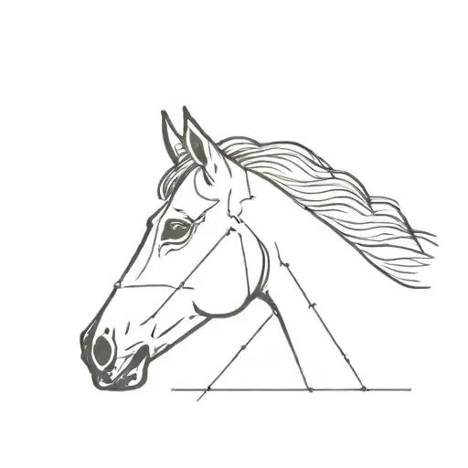 Horse Head Outline With A Domino Piece