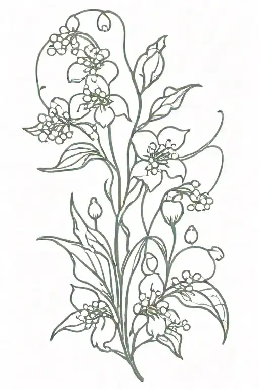 Lily Of Valley And Holly Flowers Intertwined