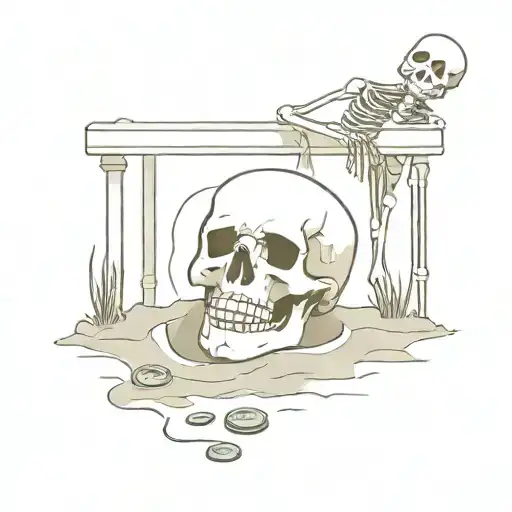 Skeleton Comes Out A Grave With A Money Blindfold