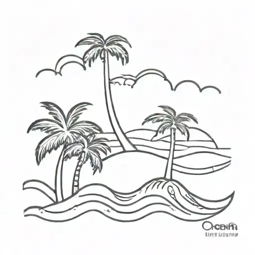 Ocean Waves Palm Trees