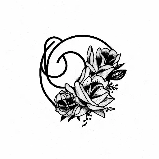 Aries Sign With Flowers