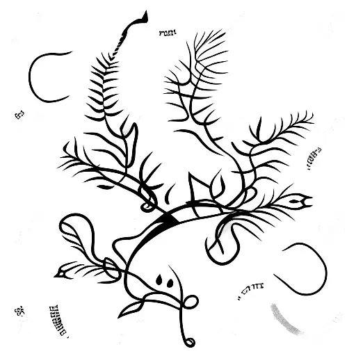 A Curling Vine With Ferret Paw Prints As Leaves