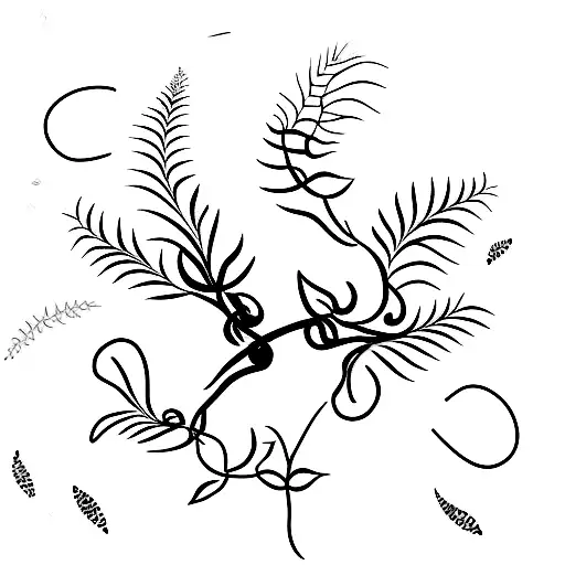 A Curling Vine With Ferret Paw Prints As Leaves