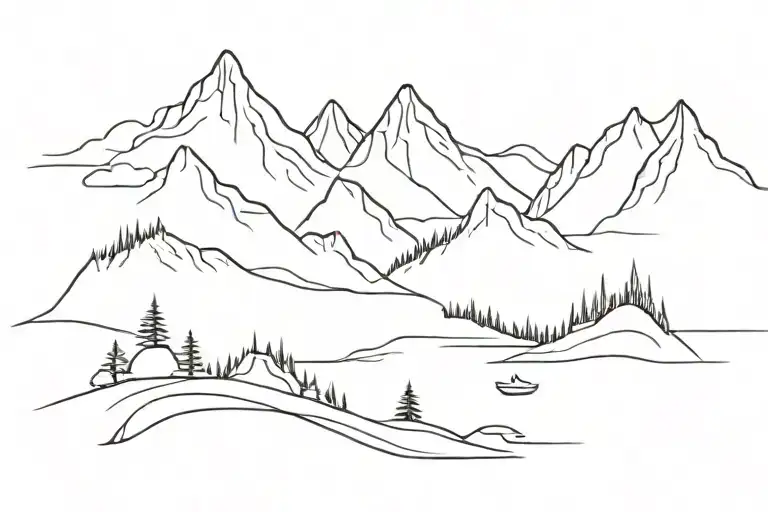 Beach Mountains Nature Scene