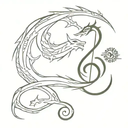 Dragon With Treble Key Music Tail Made