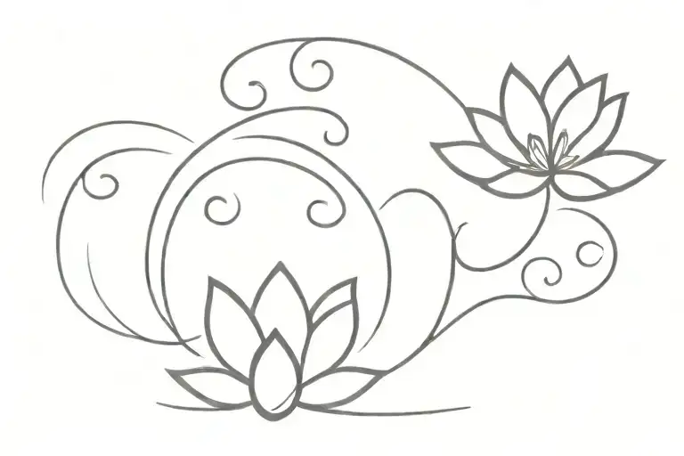 Lotus Flower And Water Waves