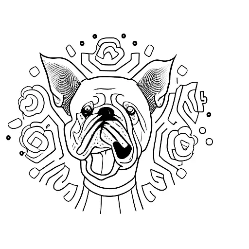 A Minimalist Tattoo Of A Dog Surrounded By Dollar Signs