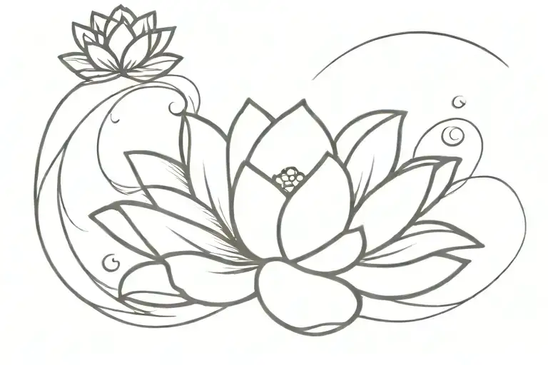 Lotus Flower And Waves