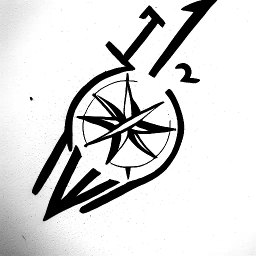 Minimalist Compass With Arrows And A Circle In The Middle