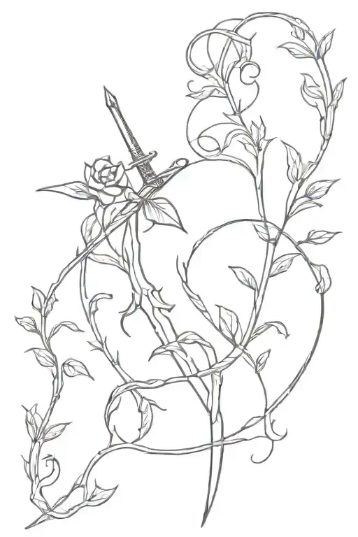 Sword And Vine Intertwined