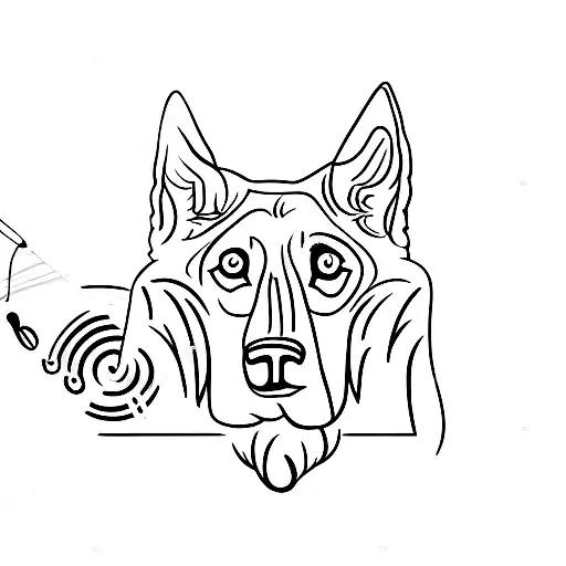 A Minimalist Tattoo Of A German Shepherd With Musical Notes Forming Its Body