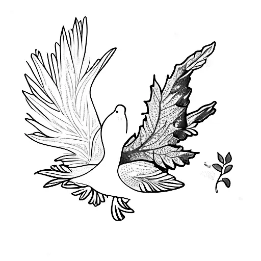Oak Leaf With Two Doves