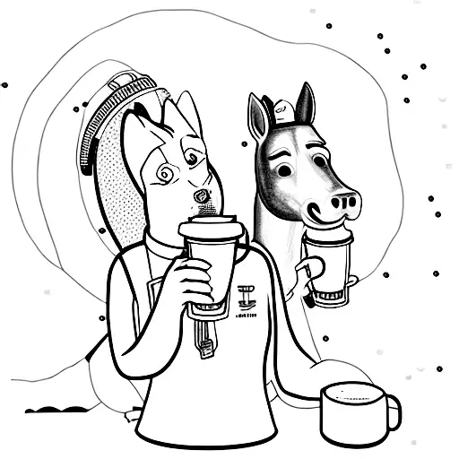 Bojack Horseman And Diane Nguyen In Caffe Drinking Coffee