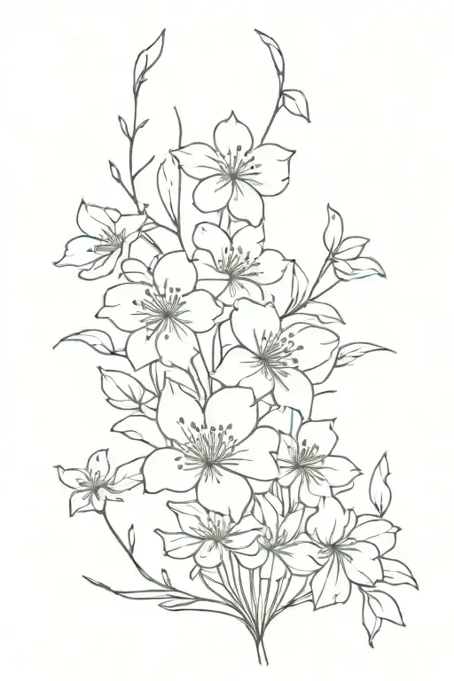 Bouquet With Each Flower Representing A Month Fine Line