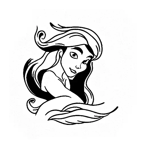 Outline Of Ariel From The Little Mermaid