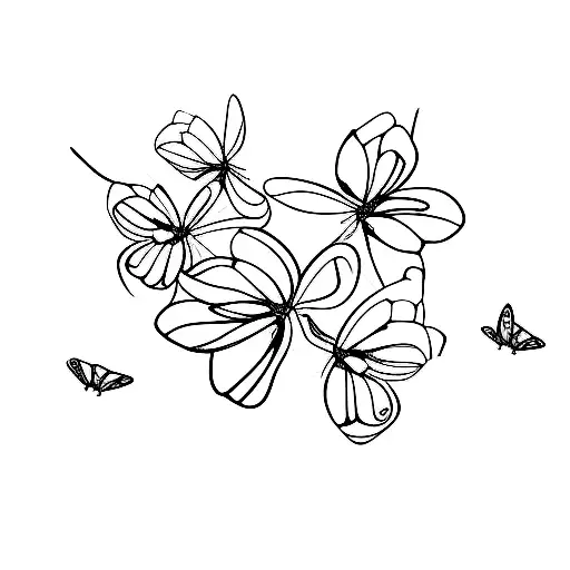 Line With Flowers And 2 Small Butterflys