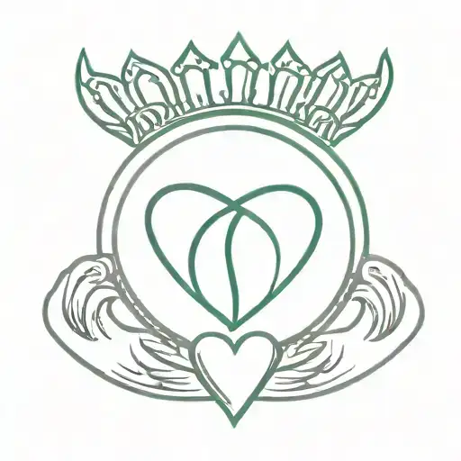 Irish Claddagh Fine Line With Irish Detaling Around