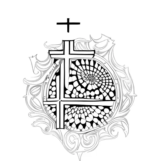 Christian Cross Next To A Seven