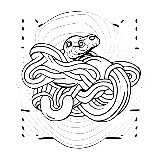 A Minimalist Tattoo Of A Boxing Ring With A Snake Slithering Through The Ropes