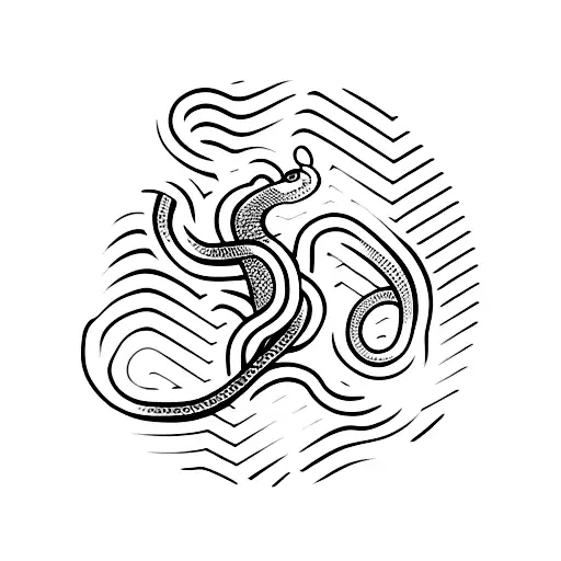 A Minimalist Tattoo Of A Snake Coiled Around A Dumbbell